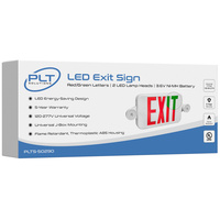Double Face LED Combination Exit Sign - LED Lamp Heads - Red or Green Letters - 90 Min. Operation - White - 120-277 Volt - PLT Solutions - PLTS-50290