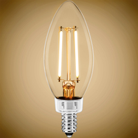 300 Lumens - 3 Watt - 3000 Kelvin - LED Chandelier Bulb - 40 Watt Equal - Halogen Match - Clear - Candelabra Base - 120 Volt - PLT-11829