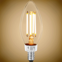 500 Lumens - 4 Watt - 3000 Kelvin - LED Chandelier Bulb - 60 Watt Equal - Halogen Match - Clear - Candelabra Base - 120 Volt - PLT-11831