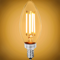 500 Lumens - 4 Watt - 2700 Kelvin - LED Chandelier Bulb - 60 Watt Equal - Incandescent Match - Clear - Candelabra Base - 120 Volt - PLT Solutions - PLT-11830