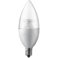 320 Lumens - 5 Watt - 3000 Kelvin - LED Chandelier Bulb - 3.9 in. x 1.4 in. - 40 Watt Equal - Halogen - Clear - Candelabra Base - 90 CRI - 120 Volt - 90+ Lighting SE-350.154
