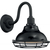 12 in. x 10 in. Outdoor Wall Sconce Fixture - Silver Baffle - Black Finish Thumbnail