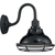 12 in. x 10 in. Outdoor Wall Sconce Fixture - Silver Baffle - Black Finish Thumbnail