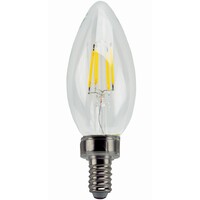 Natural Light - 250 Lumens - 3 Watt - 2400 Kelvin - AmberGlow LED Chandelier Bulb - 3.8 in. x 1.4 in. - Candle Glow - Clear - Candelabra Base - 92 CRI - TCP FB11D2524E12SCL92