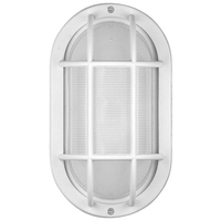434 Lumens - 6.2 Watt - 5000 Kelvin - LED Oval Cage Bulk Head Fixture - White Finish - Ribbed Glass Lens - Euri Lighting EOL-WL14WH-2050e