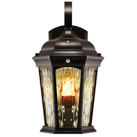 14.5 in. LED Outdoor Wall Sconce Fixture - Flame Lantern - Water Glass Lens - Bronze Finish - 1200 Lumens - 12.5 Watt - 3000 Kelvin - Integrated Photocell - Comes with (1) LED Flame Bulb - 120 Volt - Euri Lighting EFL-130W-MD