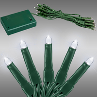 8.4 ft. Battery Operated Christmas Light Stringer - (20) Pure White LED Bulbs - 4 in. Bulb Spacing - Green Wire - Multi-Directional Mini Lights - Indoor