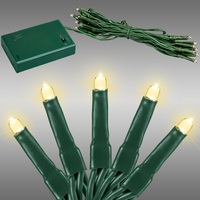 8.4 ft. Battery Operated Christmas Light Stringer - (20) Warm White LED Bulbs - 4 in. Bulb Spacing - Green Wire - Multi-Directional Mini Lights - Indoor