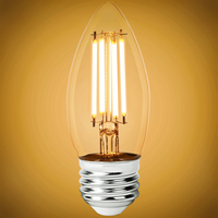 500 Lumens - 4.5 Watt - 2700 Kelvin - LED Chandelier Bulb - 60 Watt Equal - Incandescent Match - Clear - Medium Base - 120 Volt - PLT Solutions - PLT-11834