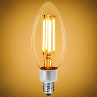 300 Lumens - 4 Watt - 2700 Kelvin - LED Chandelier Bulb - 3.9 in. x 1.38 in. - 40 Watt Equal - Candle Glow - Clear - Candelabra Base - 90 CRI - 120 Volt - PLTS-12030