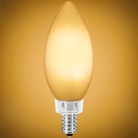 150 Lumens - 2 Watt - 2700 Kelvin - LED Chandelier Bulb - 25 Watt Equal - Incandescent Match - Frosted - Candelabra Base - 120 Volt - PLT Solutions - PLT-11827