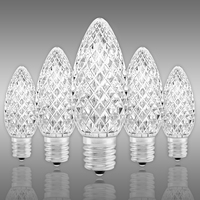 (NEW Technology)  C9 - Pure White - Faceted LED - VividCore Premium - 50% Brighter - Pack of 25 - CMS-10299