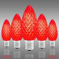 Red - LED C9 - Christmas Light Replacement Bulbs - Faceted Finish - Intermediate Base - 50,000 Life Hours - Premium LED Retrofit Bulb - 130 Volt - Pack of 25
