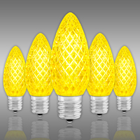 Yellow - LED C9 - Christmas Light Replacement Bulbs - Faceted Finish - Intermediate Base - 50,000 Life Hours - Premium LED Retrofit Bulb - 120 Volt - Pack of 25
