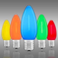 Multi-Color - LED C9 - Christmas Light Replacement Bulbs - Opaque Finish - Intermediate Base - 50,000 Life Hours - Premium LED Retrofit Bulb - 130 Volt - Pack of 25