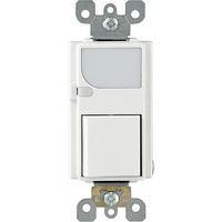 Combination Switch with LED Guide Light - Single Pole - Rocker On-Off Switch - White - 120 Volt - Leviton 6526-W
