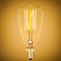25 Watt - Vintage Antique Light Bulb - ST38 Edison Style - 3.4 in. Length - Candelabra Base - Squirrel Cage Filament - Multiple Supports - Amber Tinted