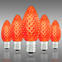 Orange - LED C7 - Christmas Light Replacement Bulbs - Faceted Finish - Candelabra Base - 50,000 Life Hours - Premium LED Retrofit Bulb - 130 Volt - Pack of 25