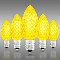 Yellow - LED C7 - Christmas Light Replacement Bulbs - Faceted Finish - Candelabra Base - 50,000 Life Hours - Premium LED Retrofit Bulb - 130 Volt - Pack of 25