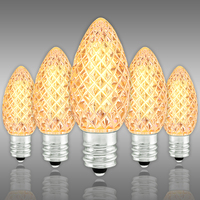 Warm White Deluxe - LED C7 - Christmas Light Replacement Bulbs - Faceted Finish - Candelabra Base - 50,000 Life Hours - Premium LED Retrofit Bulb - 130 Volt - Pack of 25