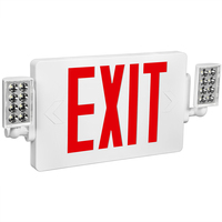 Double Face LED Combination Exit Sign - LED Lamp Heads - Red Letters - 90 Min. Operation - White - PLT Solutions - PLTS-50291