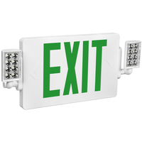 Double Face LED Combination Exit Sign - LED Lamp Heads - Green Letters - 90 Min. Operation - White - PLT Solutions - PLTS-50297