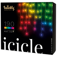 16.4 ft. Twinkly LED Icicle Light String with 190 RGB LEDs - 16 Million Colors - Transparent Wire - 10 Drops - 3.9 in. Drop Spacing - Twinkly TWI190STP-TUS