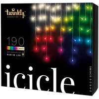 16.4 ft. Twinkly LED Icicle Light String with 190 RGB+W LEDs - 16 Million Colors + Pure Warm White - Transparent Wire - 10 Drops - 3.9 in. Drop Spacing - Twinkly TWI190SPP-TUS