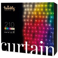 Twinkly Curtain - LED Curtain Light String with 210 RGB+W Bulbs - 5 ft. x 7 ft. - Transparent Wire - App-Controlled - Twinkly TWW210SPP-TUS