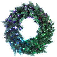 2 ft. Twinkly Pre-Lit Wreath - 50 RGB + Warm White Bulbs - App-Controlled - 16 Million Colors - Twinkly TWR050SPP-BUS