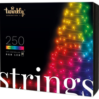 Twinkly Strings - 65.6 ft. Mini LED Light String with 250 RGB LEDs - Green Wire - 3 in. Bulb Spacing - App-Controlled - Twinkly TWS250STP-GUS