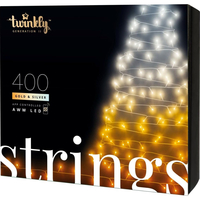Twinkly Strings - 105 ft. Mini LED Light String with 400 AWW LEDs - Amber, Warm White and Cold White - Green Wire - Gold and Silver Edition - 3 in. Bulb Spacing - App-Controlled - Twinkly TWS400GOP-GUS