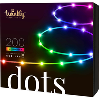 Twinkly Dots - 32.8 ft. Flexible LED Light String with 200 RGB LEDs - Transparent Wire - 2 in. Bulb Spacing - App-Controlled - Twinkly TWD200STP-TUS