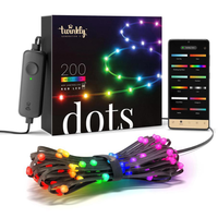 Twinkly Dots - 32.8 ft. Flexible LED Light String with 200 RGB LEDs - Black Wire - 2 in. Bulb Spacing - App-Controlled - Twinkly TWD200STP-BUS