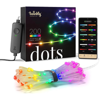 Twinkly Dots - 32.8 ft. Flexible LED Light String with 200 RGB LEDs - Transparent Wire - 2 in. Bulb Spacing - App-Controlled - Twinkly TWD200STP-TUS
