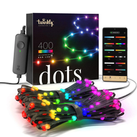Twinkly Dots - 65.6 ft. Flexible LED Light String with 400 RGB LEDs - Black Wire - 2 in. Bulb Spacing - App-Controlled - Twinkly TWD200STP-BUS