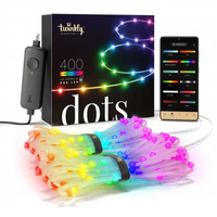 Twinkly Dots - 65.6 ft. Flexible LED Light String with 400 RGB LEDs - Transparent Wire - 2 in. Bulb Spacing - App-Controlled - Twinkly TWD400STP-TUS