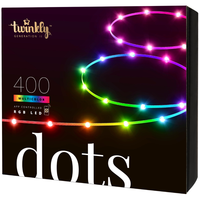 Twinkly Dots - 65.6 ft. Flexible LED Light String with 400 RGB LEDs - Transparent Wire - 2 in. Bulb Spacing - App-Controlled - Twinkly TWD400STP-TUS
