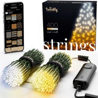 Twinkly Strings - 105 ft. Mini LED Light String with 400 AWW LEDs - Gold and Silver Edition - Green Wire - Gold and Silver Edition - 3 in. Bulb Spacing - App-Controlled - Twinkly TWS400GOP-GUS