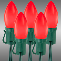 25 ft. - Opaque Red - C9 Christmas String Light - 25 Bulbs - Green Wire - 12 in. Bulb Spacing - 2 Set Max. Connection - Commercial Duty