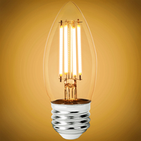500 Lumens - 5.5 Watt - 2400 Kelvin - LED Chandelier Bulb - 3.6 x 1.4 in. - 60 Watt Equal - Candle Glow - Clear - Medium Base - 92 CRI - 120 Volt - PLT-12808