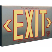 Photoluminescent Exit Sign - Red Letter Outline - Single Face - Aluminum - 90 Min. Illumination - 50 ft. Viewing Distance - Sure-Lites PHL1RBA