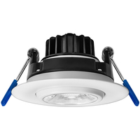 700 Lumens - 8 Watt - Natural Light - 3 in. Color Selectable LED Gimbal Downlight Fixture - Hardwire - Kelvin 2700-3000-3500-4000-5000 - 60 Watt Incandescent Equal - Round - White Trim - 90 CRI - 120 Volt - PLT-12606