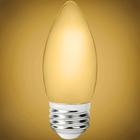 500 Lumens - 5.5 Watt - 2400 Kelvin - LED Chandelier Bulb - 3.6 x 1.4 in. - 60 Watt Equal - Candle Glow - Frosted - Medium Base - 92 CRI - 120 Volt - PLT-12809