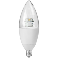 500 Lumens - 7.5 Watt - 4000 Kelvin - LED Chandelier Bulb - 4.69 in. x 1.65 in. - 60 Watt Equal - Cool White - Clear - Candelabra Base - 90 CRI - 120 Volt - PLT-11138