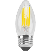 Natural Light - 500 Lumens - 5 Watt - 2400 Kelvin - AmberGlow LED Chandelier Bulb - 3.5 in. x 1.4 in. - 60 Watt Equal - Candle Glow - Clear - Medium Base - 92 CRI - 120 Volt - TCP FB11D6024E26SCL92