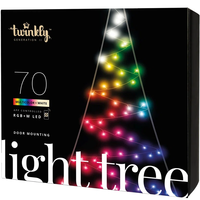 6.5 ft. Twinkly Light Tree - 70 RGB+W LEDs - App-Controlled - 16 Million Colors - Black Wire - Twinkly TWWT050SPP-BUS