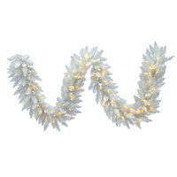 9 ft. Christmas Garland - Classic PVC Needles - Sparkle White Spruce - Pre-Lit with Pure White LED Bulbs - Vickerman A104214LED