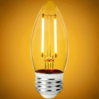 250 Lumens - 3 Watt - 2400 Kelvin - LED Chandelier Bulb - 3.6 x 1.4  in. - 25 Watt Equal - Candle Glow - Clear - Medium Base - 92 CRI - PLT-12800