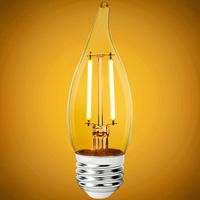 300 Lumens - 3.5 Watt - 2400 Kelvin - LED Chandelier Bulb - 4.3 x 1.4 in. - 40 Watt Equal - Candle Glow - Clear - Medium Base - 92 CRI - 120 Volt - PLT-12816